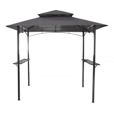 Charles Bentley 8 X 5Ft Steel Grill Gazebo Outdoor Tent Shelter - Cream and Grey