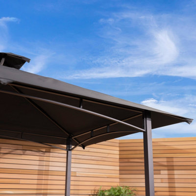 Charles Bentley 8 X 5Ft Steel Grill Gazebo Outdoor Tent Shelter - Cream and Grey - 4