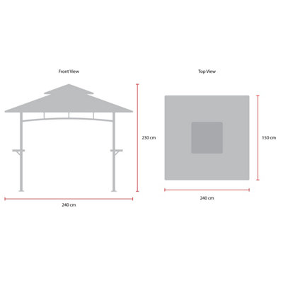 Charles Bentley 8 X 5Ft Steel Grill Gazebo Outdoor Tent Shelter - Cream and Grey - 7