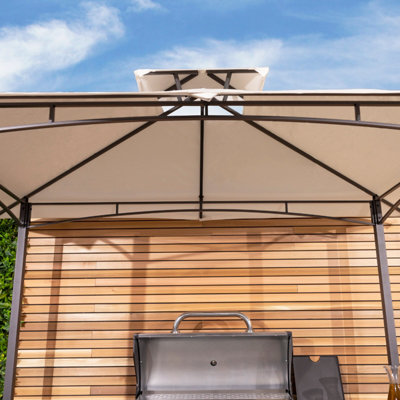 Charles Bentley 8 X 5Ft Steel Grill Gazebo Outdoor Tent Shelter - Cream - 5
