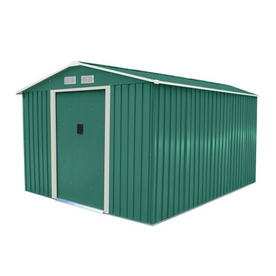 Charles Bentley 8ft x 10ft Metal Garden Storage Outdoor Shed Zinc Frame Green