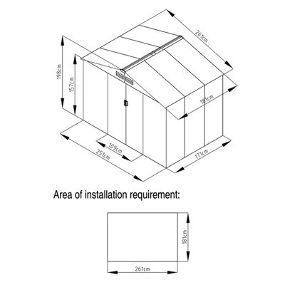 Charles Bentley 8ft x 6ft Grey Metal Garden Storage Shed Zinc Floor Frame - 4
