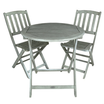 Charles Bentley Acacia FSC White Washed Wooden Outdoor Garden Patio Bistro Set DIY at B Q