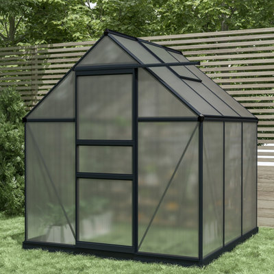 Charles Bentley Aluminium Frame Polycarbonate Greenhouse Grey 6 x 6.1ft