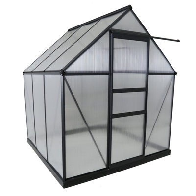 Charles Bentley Aluminium Frame Polycarbonate Greenhouse Grey 6 x 6.1ft - 4