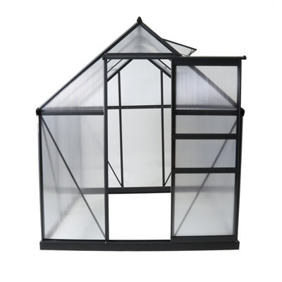 Charles Bentley Aluminium Frame Polycarbonate Greenhouse Grey 6 x 6.1ft - 6