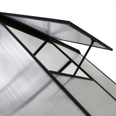 Charles Bentley Aluminium Frame Polycarbonate Greenhouse Grey 6 x 6.1ft - 7