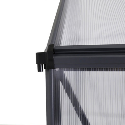 Charles Bentley Aluminium Frame Polycarbonate Greenhouse Grey 6 x 6.1ft - 8