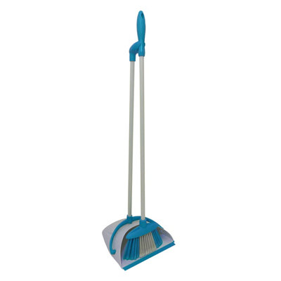 Charles Bentley Brights Indoor Long Handled Lobby Dustpan & Brush Set - Blue