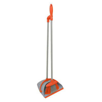 Charles Bentley Brights Indoor Long Handled Lobby Dustpan & Brush Set - Orange