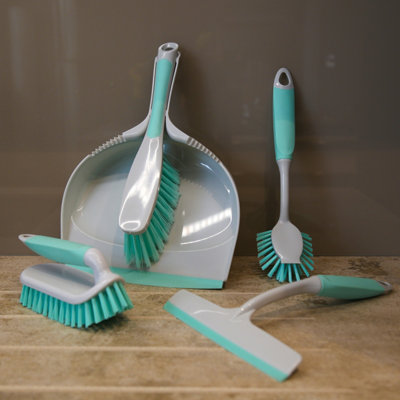 Charles Bentley 'Brights' Kitchen Bundle Dustpan & Brush Washing Up Mint Green - 6