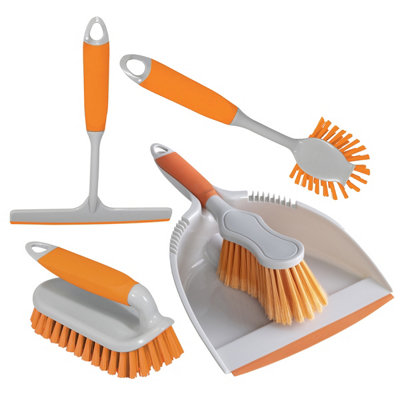 Charles Bentley 'Brights' Kitchen Bundle Dustpan & Brush Washing Up Orange