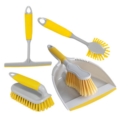 Charles Bentley 'Brights' Kitchen Bundle Dustpan & Brush Washing Up Yellow