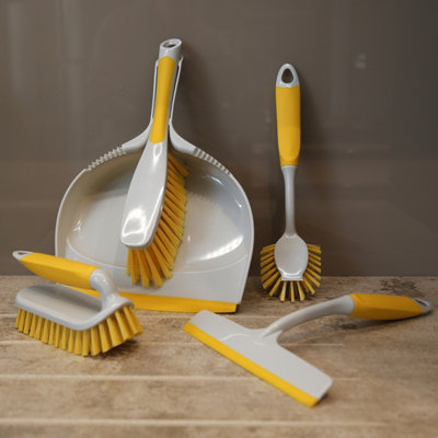 Charles Bentley 'Brights' Kitchen Bundle Dustpan & Brush Washing Up Yellow - 6