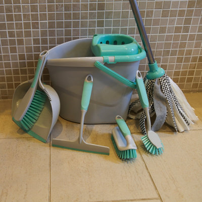 Charles Bentley 'Brights' Kitchen Bundle Set Mop Brush Scrub Squeegee Mint Green - 8