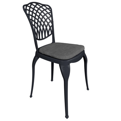Charles Bentley Cast Aluminium Bistro Table and 2 Chairs Set Black Outdoor Table - 4