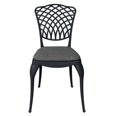Charles Bentley Cast Aluminium Bistro Table and 2 Chairs Set Black Outdoor Table - 5