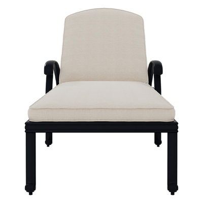 Charles Bentley Cast Aluminium Sun Lounger Recliner With Beige Cushion - Black - 6