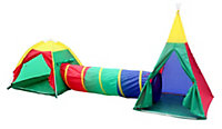 Charles Bentley Children's 3in1 Adventure Indoor/Outdoor Tepee Play Tent Set