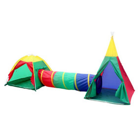 Charles Bentley Children's 3in1 Adventure Indoor/Outdoor Tepee Play Tent Set