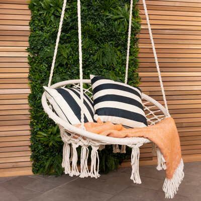 Charles Bentley Cotton Woven Hanging Swing Chair / Hammock in Beige