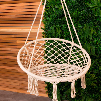 Charles Bentley Cotton Woven Hanging Swing Chair / Hammock in Beige
