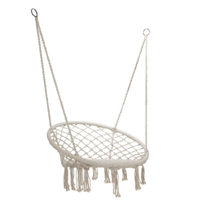 Charles Bentley Cotton Woven Hanging Swing Chair / Hammock in Beige - 3