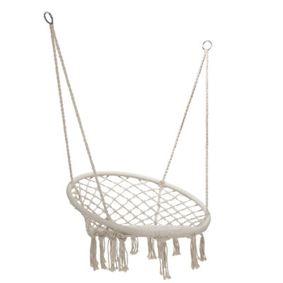 Charles Bentley Cotton Woven Hanging Swing Chair / Hammock in Beige