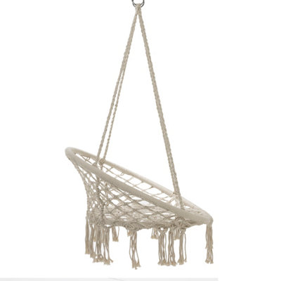 Charles Bentley Cotton Woven Hanging Swing Chair / Hammock in Beige - 7