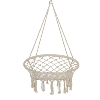 Charles Bentley Cotton Woven Hanging Swing Chair / Hammock in Beige - 4