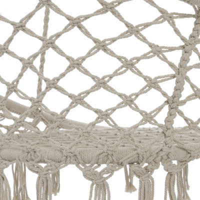 Charles Bentley Cotton Woven Hanging Swing Chair / Hammock in Beige - 8