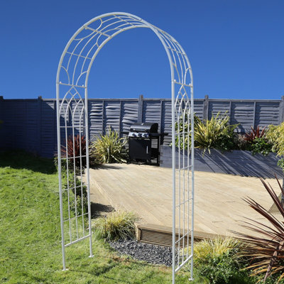 Charles Bentley Decorative Wrought Iron Arch - Antique White - 3