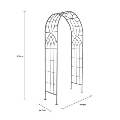 Charles Bentley Decorative Wrought Iron Arch - Grey - 4