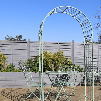 Charles Bentley Decorative Wrought Iron Arch - Sage Green