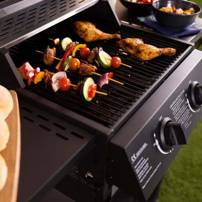 Charles Bentley Deluxe Auto Ignition 2 Burner Gas BBQ Grill Steel Barbecue Black - 3