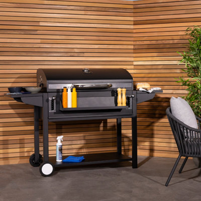 Charles Bentley Deluxe Charcoal BBQ Grill with Chrome Steel Warming Rack