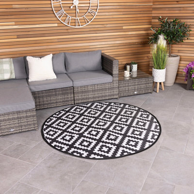 Charles Bentley Diamond Pattern Lightweight Waterproof Indoor/Patio Round Rug