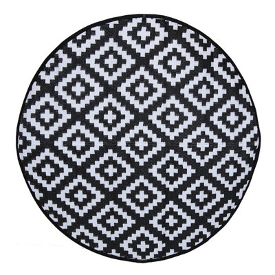 Charles Bentley Diamond Pattern Lightweight Waterproof Indoor/Patio Round Rug - 3