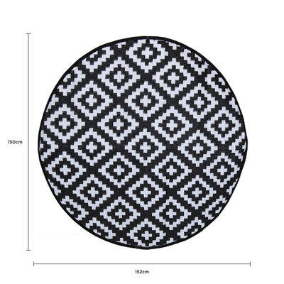 Charles Bentley Diamond Pattern Lightweight Waterproof Indoor/Patio Round Rug - 7