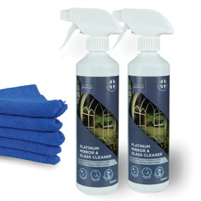 Charles Bentley Duo Set of Glass and Mirror Cleaners with Microfiber Cloths