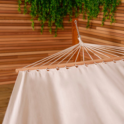 Charles Bentley Extra Large 4M Hammock With Wooden Arc Stand Two Person - Cream