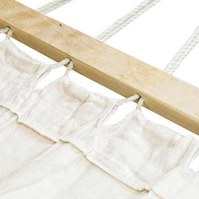 Charles Bentley Extra Large 4M Hammock With Wooden Arc Stand Two Person - Cream - 4