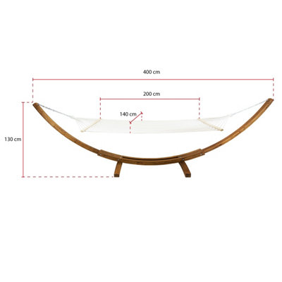 Charles Bentley Extra Large 4M Hammock With Wooden Arc Stand Two Person - Cream - 6