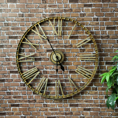 Charles Bentley Extra Large 95cm Outdoor Skeleton Wall Clock Bronze - 3