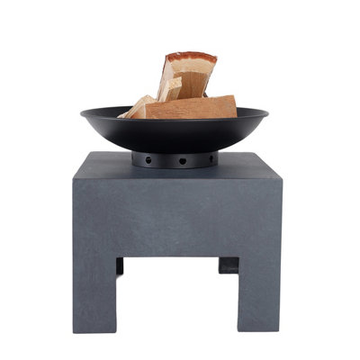 Charles Bentley Fire Pit with Metal Fire Bowl and Square Concrete base - 6