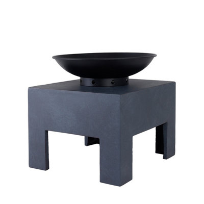Charles Bentley Fire Pit with Metal Fire Bowl and Square Concrete base - 8