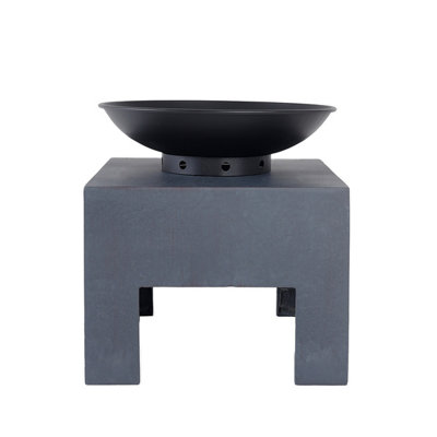 Charles Bentley Fire Pit with Metal Fire Bowl and Square Concrete base - 9