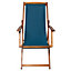 Charles Bentley Folding FSC Eucalyptus Wooden Deck Chair Beach Sun Lounger Teal