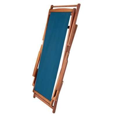 Charles Bentley Folding FSC Eucalyptus Wooden Deck Chair Beach Sun Lounger Teal - 6