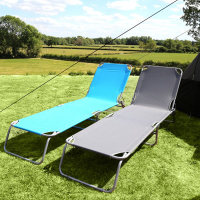 Charles Bentley Folding Sunlounger Teal - 5